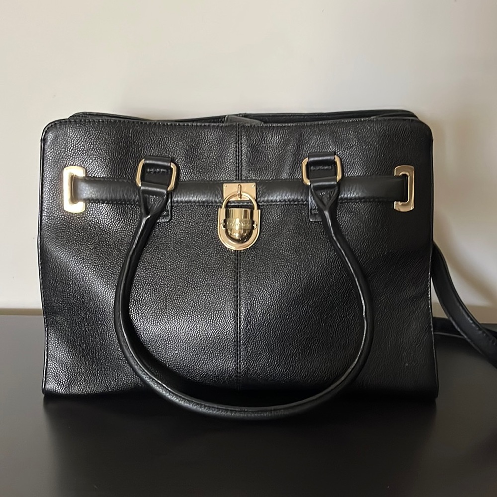 Calvin Klein black leather shoulder bag